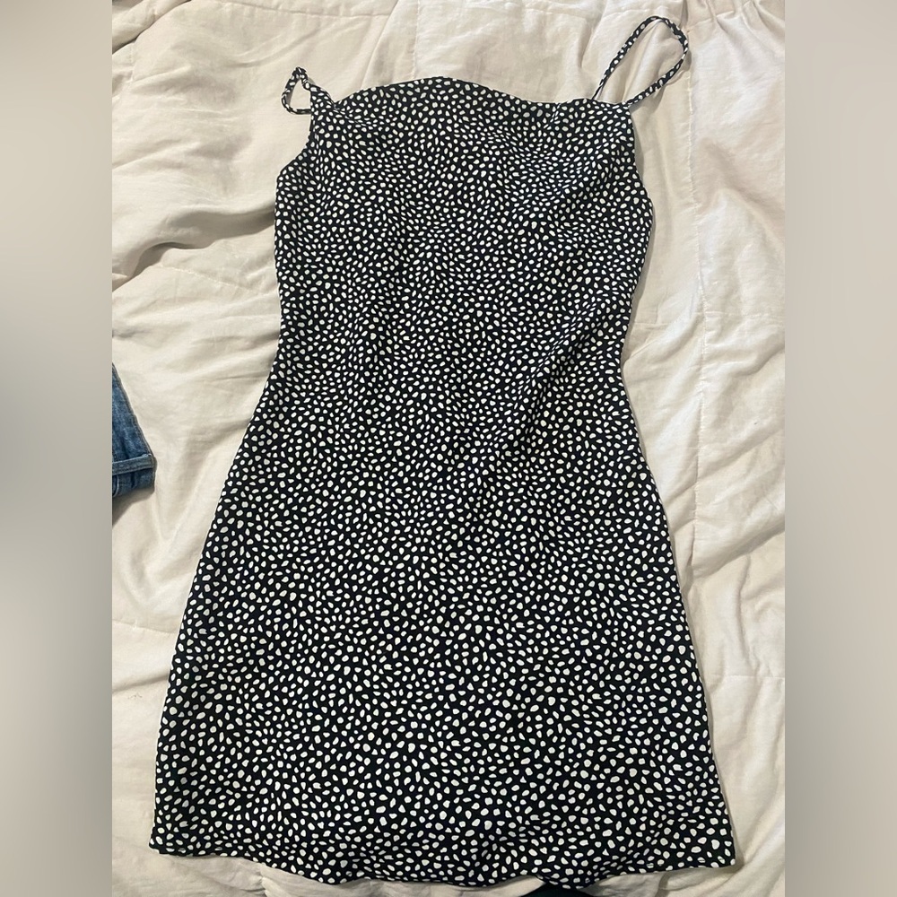 Elegant Black and White Polka Dot Dress